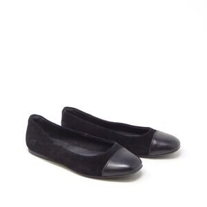 Born Batti Mixed Media Women Ballet Flats Black Suede Leather Cap Toe 7M